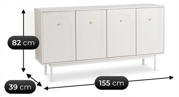 Komoda do Salonu MARLEN 155 cm Kaszmir Czterodrzwiowa Glamour