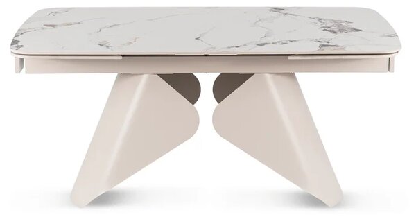 Stół Rozkładany Prostokątny VERONA 160-240 cm Ceramiczny Biały Marmur/Kaszmir Japandi