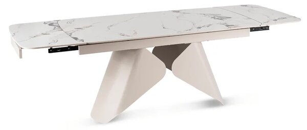 Stół Rozkładany Prostokątny VERONA 160-240 cm Ceramiczny Biały Marmur/Kaszmir Japandi