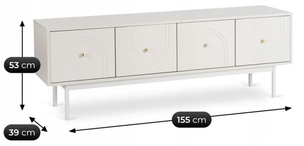 Szafka RTV do Salonu Czterodrzwiowa MARLEN 155 cm Kaszmir Nowoczesna