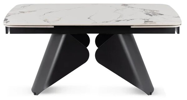 Stół Rozkładany Prostokątny VERONA 160-240 cm Ceramiczny Biały Marmur/Czarny Nowoczesny