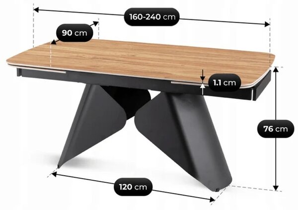 Zestaw Stół Rozkładany VERONA 160-240 cm Dąb/Czarny i 4 Krzesła PEONY 2 Beżowe