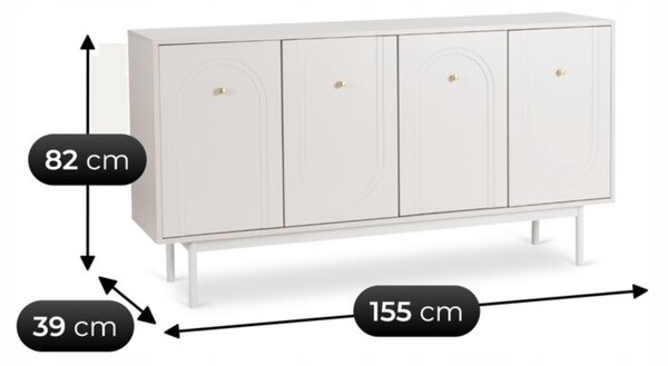 Komoda do Salonu MARLEN 155 cm Kaszmir Czterodrzwiowa Nowoczesna