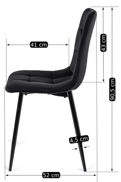 Zestaw Stół Rozkładany SAMER 120-160 cm Dąb/Czarny i 4 Krzesła Tapicerowane PERU Czarne Welurowe