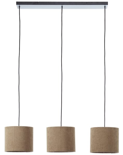 Lampa sufitowa z trzema kloszami ze sztruksowej tkaniny