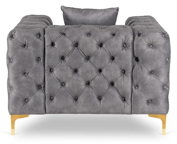 Fotel Wypoczynkowy SORRENTO 1S Szary Welurowy Glamour