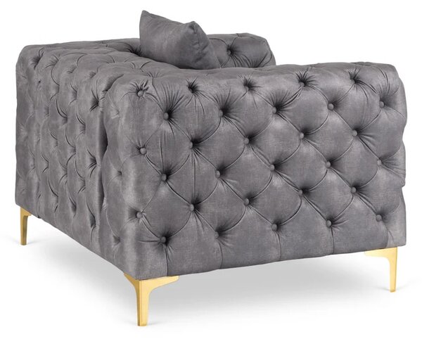 Fotel Wypoczynkowy SORRENTO 1S Szary Welurowy Glamour