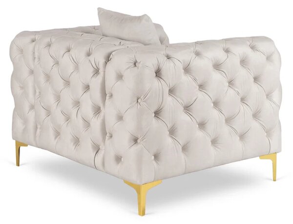Fotel Wypoczynkowy SORRENTO 1S Kremowy Welurowy Glamour