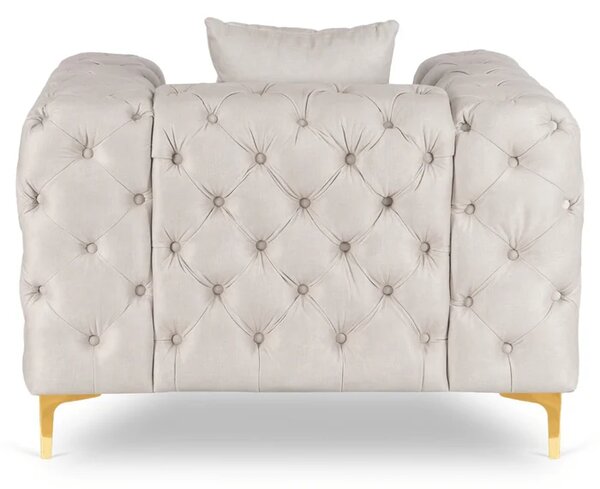 Fotel Wypoczynkowy SORRENTO 1S Kremowy Welurowy Glamour