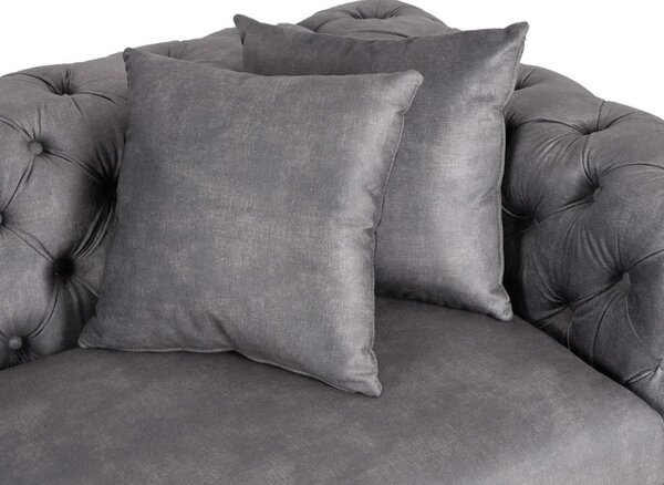 Sofa SORRENTO 3S Trzyosobowa Szara Welurowa Glamour
