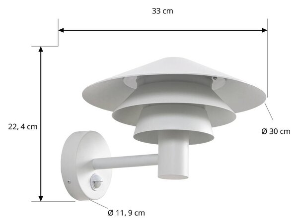 Kinkiet zewnętrzny LED Lucande Montaro, biały, IP54, z czujnikiem Montaro, biały / opal, aluminium, nowoczesny