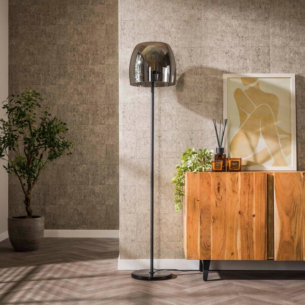 ZIJLSTRA Lampa stojąca Philippa, aluminiowy / szary / cynkowy, salon / jadalnia, szkło, nowoczesny