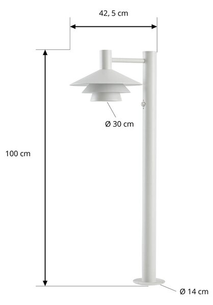 Słupek oświetleniowy LED Lucande Montaro, 100 cm, biały, z czujnikiem Montaro, biały / opal, aluminium, nowoczesny