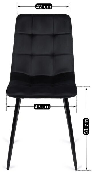 Zestaw Stół Kwadratowy Rozkładany MAX 80-160 cm Dąb Craft/Czarny i 6 Krzeseł PERU Czarnych Welurowych