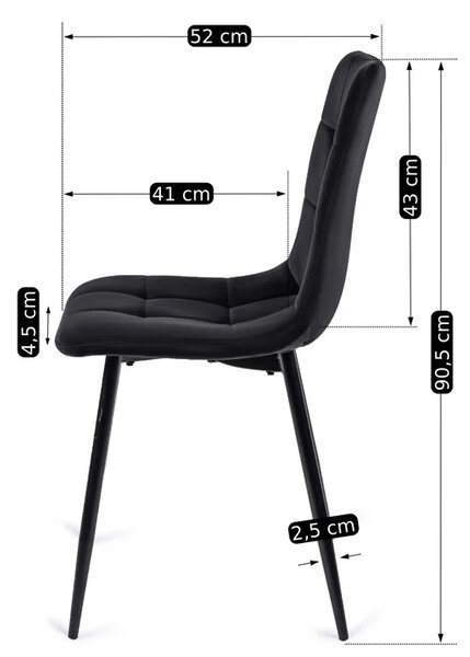Zestaw Stół Kwadratowy Rozkładany MAX 80-160 cm Dąb Craft/Czarny i 6 Krzeseł PERU Czarnych Welurowych