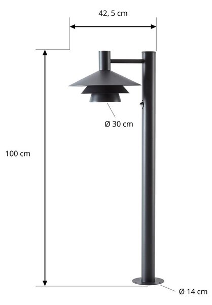 Słupek oświetleniowy LED Lucande Montaro, 100 cm, antracyt, czujnik Montaro, czarny, aluminium, nowoczesny