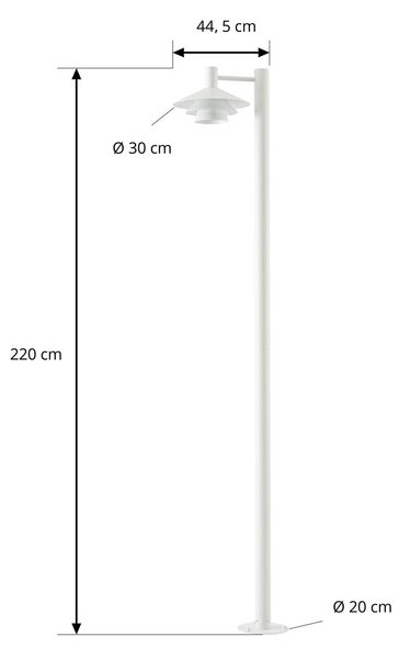 Lampa zewnętrzna LED Lucande Montaro, biała, 220 cm, IP54 Montaro, biały / opal, aluminium, nowoczesny