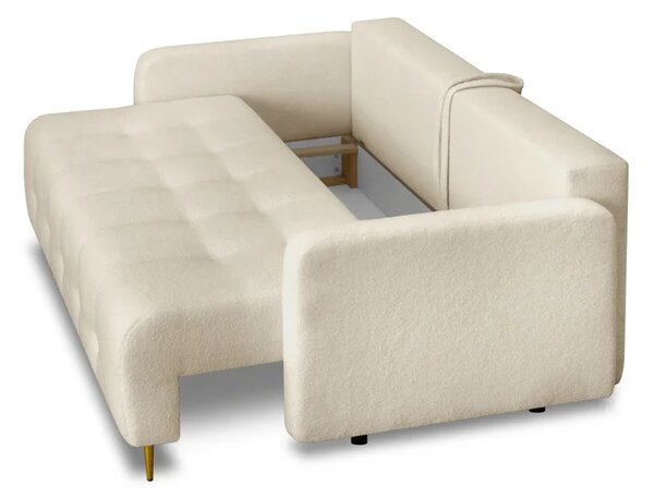 Sofa z Funkcją Spania SEUL Rozkładana Dwuosobowa Beżowa Boucle Nowoczesna