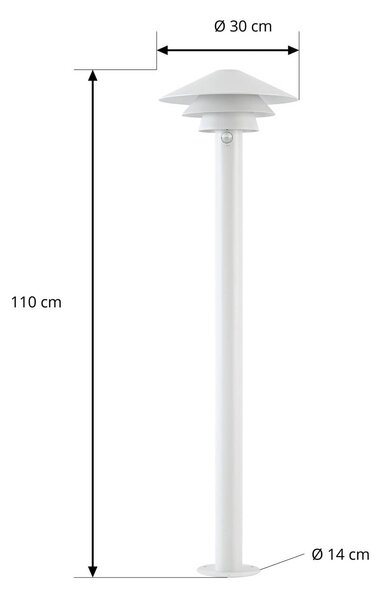Słupek oświetleniowy LED Lucande Montaro, 110 cm, biały, z czujnikiem Montaro, biały / opal, aluminium, nowoczesny