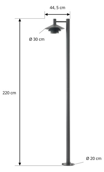 Lampa zewnętrzna LED Lucande Montaro, kolor antracytowy, 220 cm, IP54 Montaro, czarny, aluminium, nowoczesny