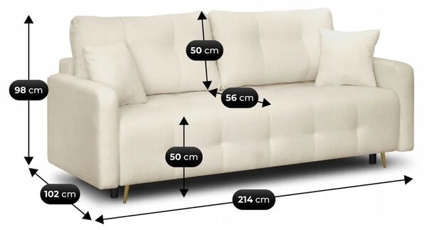 Sofa z Funkcją Spania SEUL Rozkładana Dwuosobowa Beżowa Boucle Nowoczesna