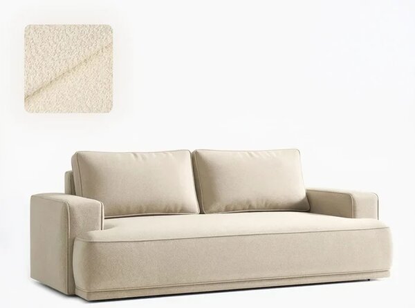 Sofa z Funkcją Spania CAMELIA Kremowa Boucle Nowoczesna
