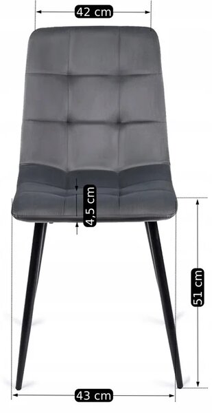 Zestaw Stół Kwadratowy Rozkładany MAX 80-160 cm Dąb Craft/Czarny i 4 Krzesła PERU Szare Welurowe