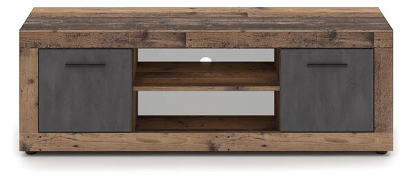 Szafka RTV BLAGO 140 cm Ciemny Dąb/Grafit Dwudrzwiowa do Salonu Loft