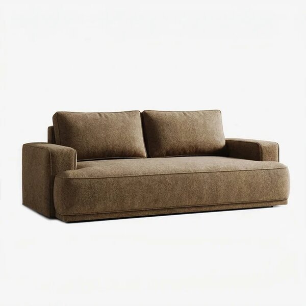 Sofa z Funkcją Spania CAMELIA Brązowa Boucle Nowoczesna