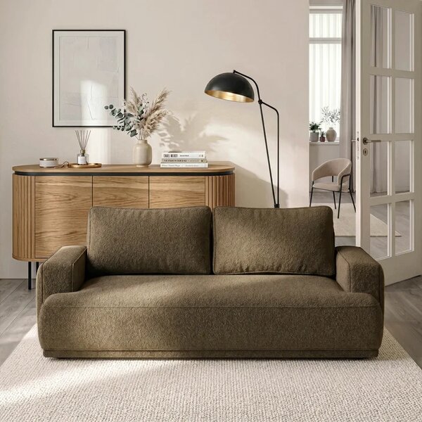 Sofa z Funkcją Spania CAMELIA Brązowa Boucle Nowoczesna