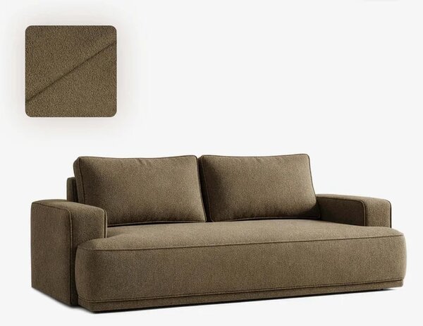 Sofa z Funkcją Spania CAMELIA Brązowa Boucle Nowoczesna