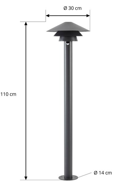 Słupek oświetleniowy LED Lucande Montaro, 110 cm, antracyt, czujnik Montaro, czarny, aluminium, nowoczesny