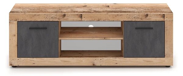 Szafka RTV BLAGO 140 cm Surowy Dąb/Grafit Dwudrzwiowa do Salonu Loft