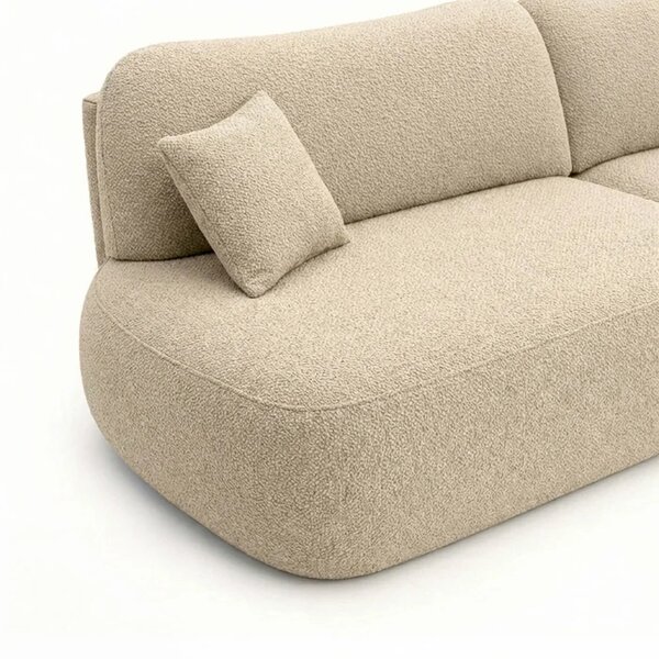 Sofa AVERIO Rozkładana Dwuosobowa Beżowa Boucle Nowoczesna