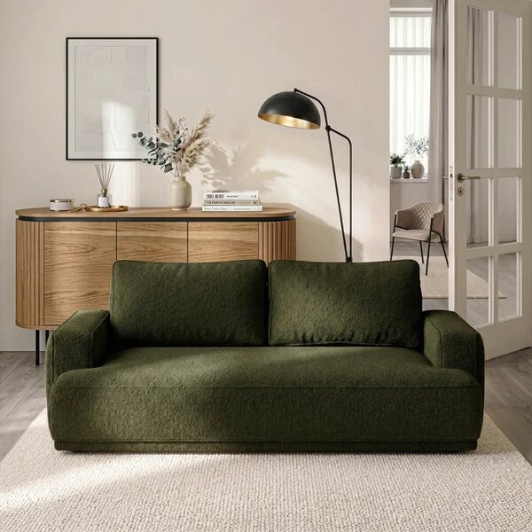 Sofa z Funkcją Spania CAMELIA Oliwkowa Boucle Nowoczesna