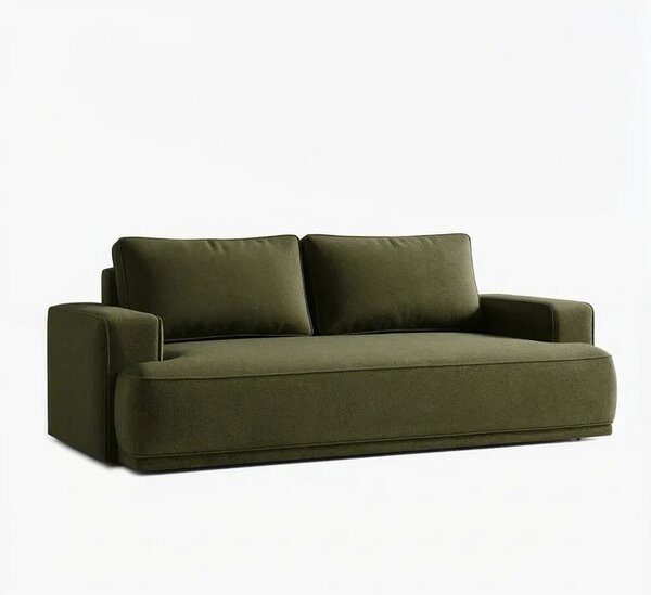 Sofa z Funkcją Spania CAMELIA Oliwkowa Boucle Nowoczesna