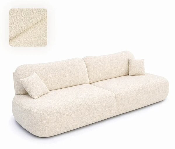 Sofa AVERIO Rozkładana Dwuosobowa Kremowa Boucle Nowoczesna