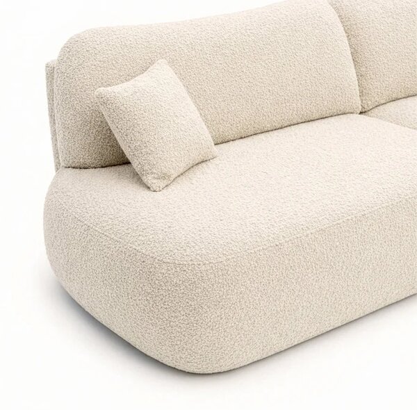 Sofa AVERIO Rozkładana Dwuosobowa Kremowa Boucle Nowoczesna