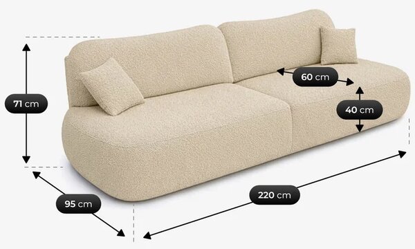 Sofa AVERIO Rozkładana Dwuosobowa Beżowa Boucle Nowoczesna