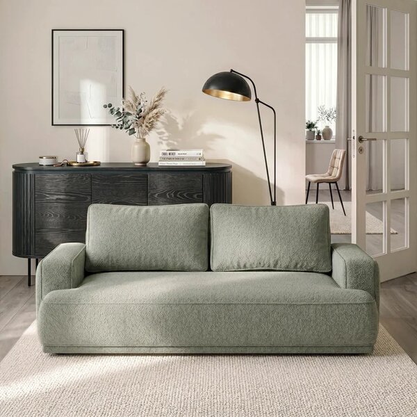 Sofa z Funkcją Spania CAMELIA Szara Boucle Nowoczesna