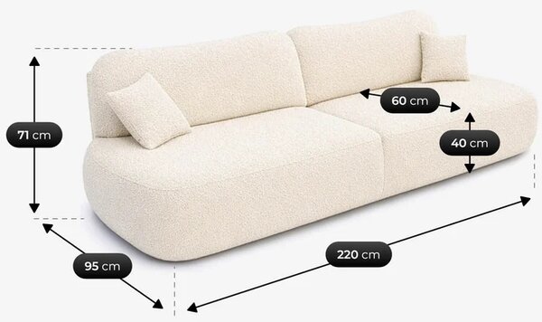 Sofa AVERIO Rozkładana Dwuosobowa Kremowa Boucle Nowoczesna
