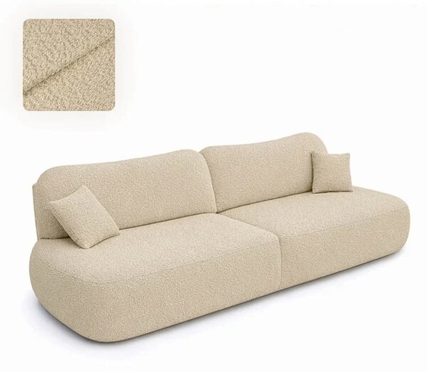 Sofa AVERIO Rozkładana Dwuosobowa Beżowa Boucle Nowoczesna