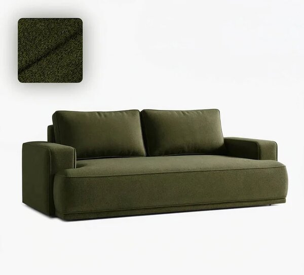 Sofa z Funkcją Spania CAMELIA Oliwkowa Boucle Nowoczesna