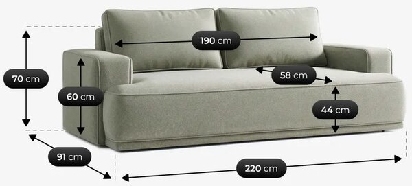 Sofa z Funkcją Spania CAMELIA Szara Boucle Nowoczesna
