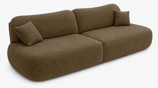 Sofa AVERIO Rozkładana Dwuosobowa Brązowa Boucle Nowoczesna