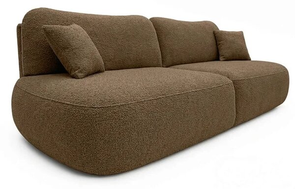 Sofa AVERIO Rozkładana Dwuosobowa Brązowa Boucle Nowoczesna