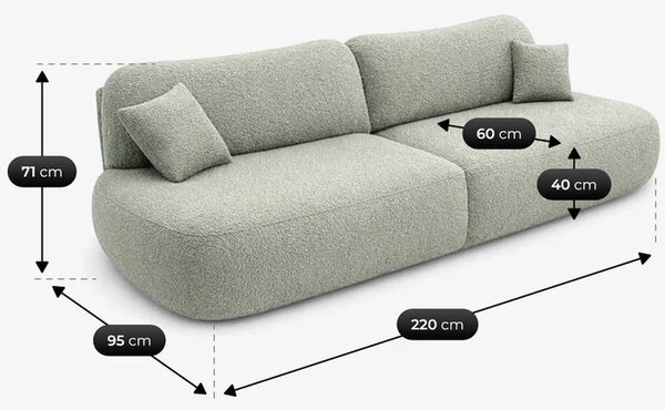 Sofa AVERIO Rozkładana Dwuosobowa Szara Boucle Nowoczesna