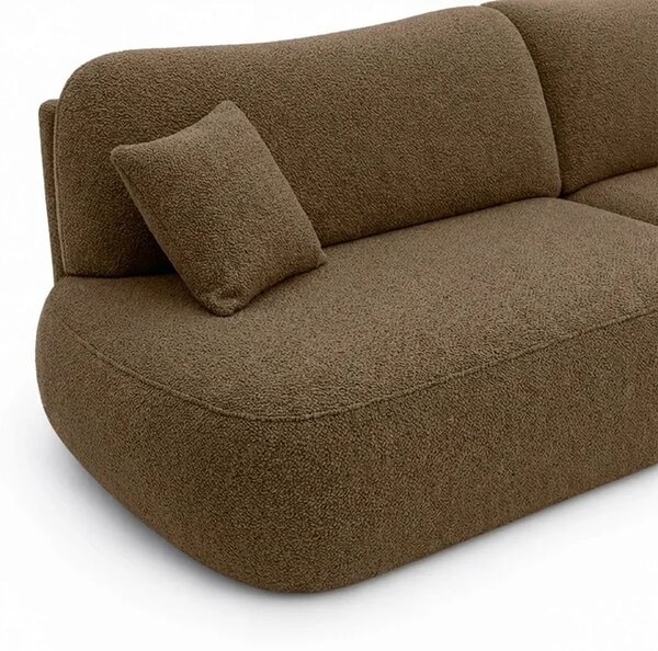 Sofa AVERIO Rozkładana Dwuosobowa Brązowa Boucle Nowoczesna
