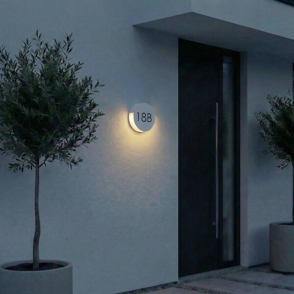 Kinkiet zewnętrzny LED Lucande Advero, jasnoszara, z numerem domu, CCT Advero, aluminiowy / szary / cynkowy, aluminium, nowoczesny