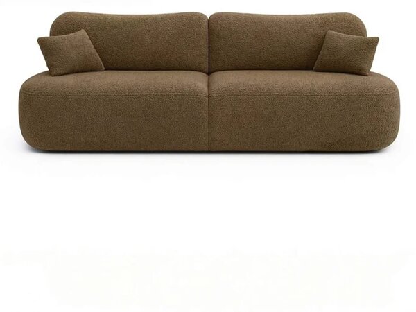 Sofa AVERIO Rozkładana Dwuosobowa Brązowa Boucle Nowoczesna